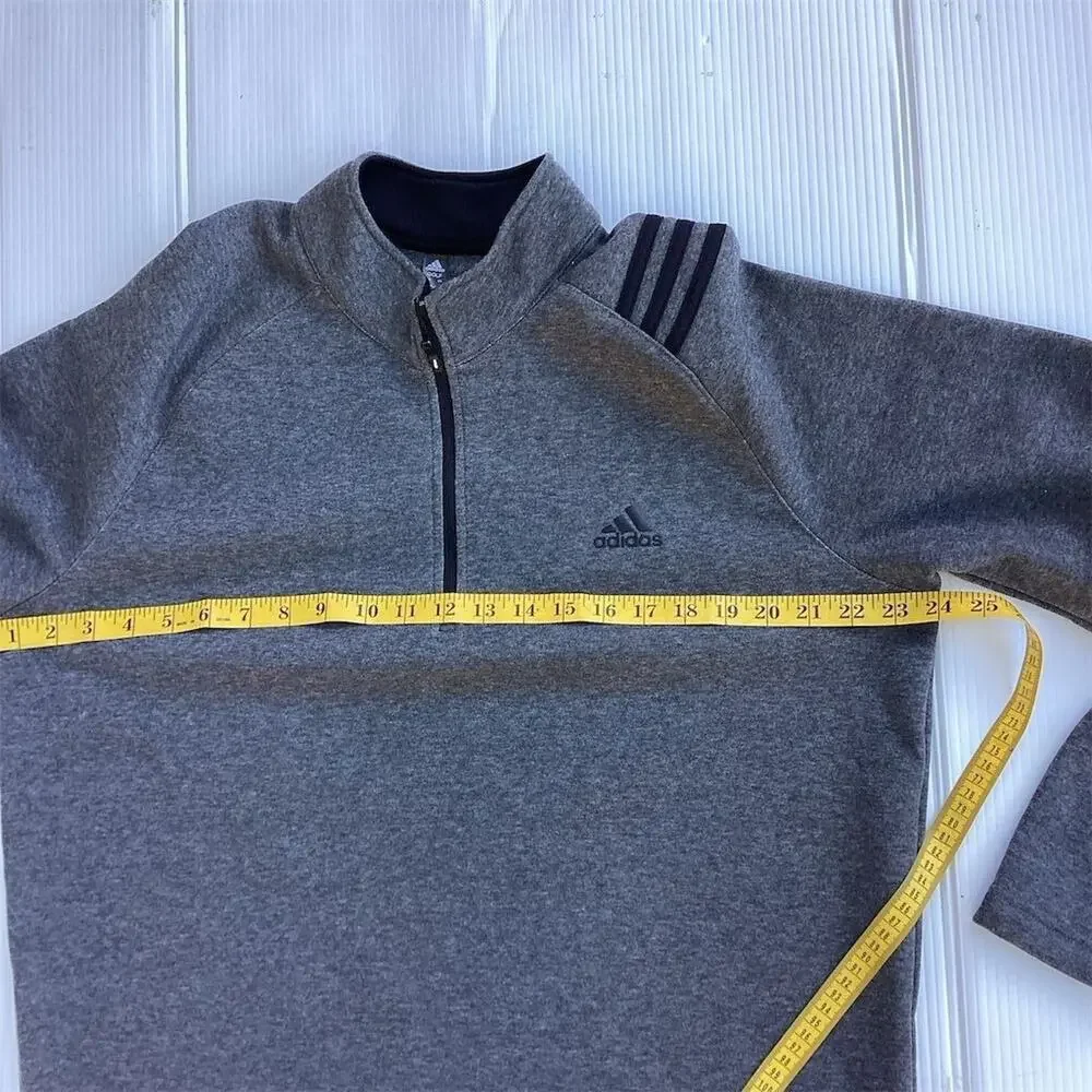 Adidas Men's Gray Fleece Quarter Zip Pullover Top Size‎ L Golf Casual